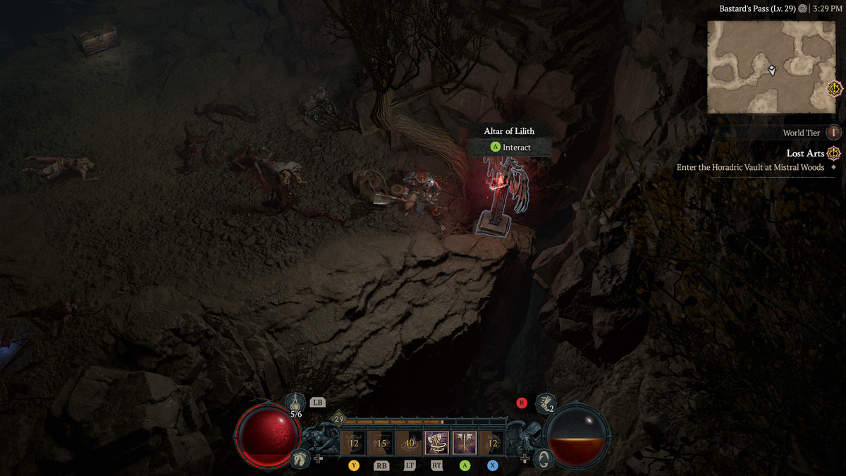 A Barbarian approaches the 20th Altar of Lilith in the Dry Steppes in Diablo 4