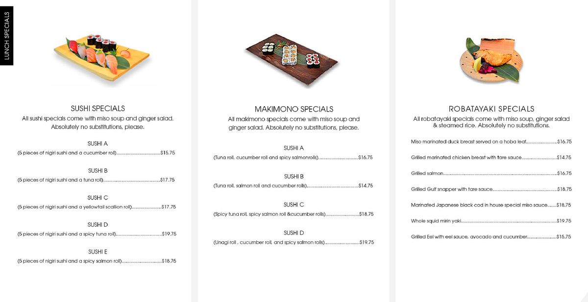 MF Sushi Atlanta menu