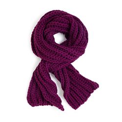Chunky knit scarf in plum, $65