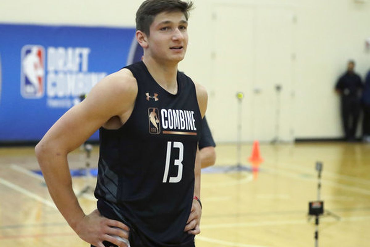 Grayson Allen, from Duke, participates in the NBA draft basketball combine Thursday, May 17, 2018, in Chicago. (AP Photo/Charles Rex Arbogast)