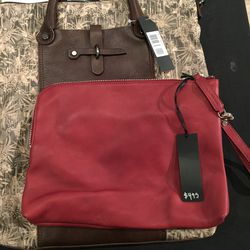 Red leather pouch, $123 (was $495)