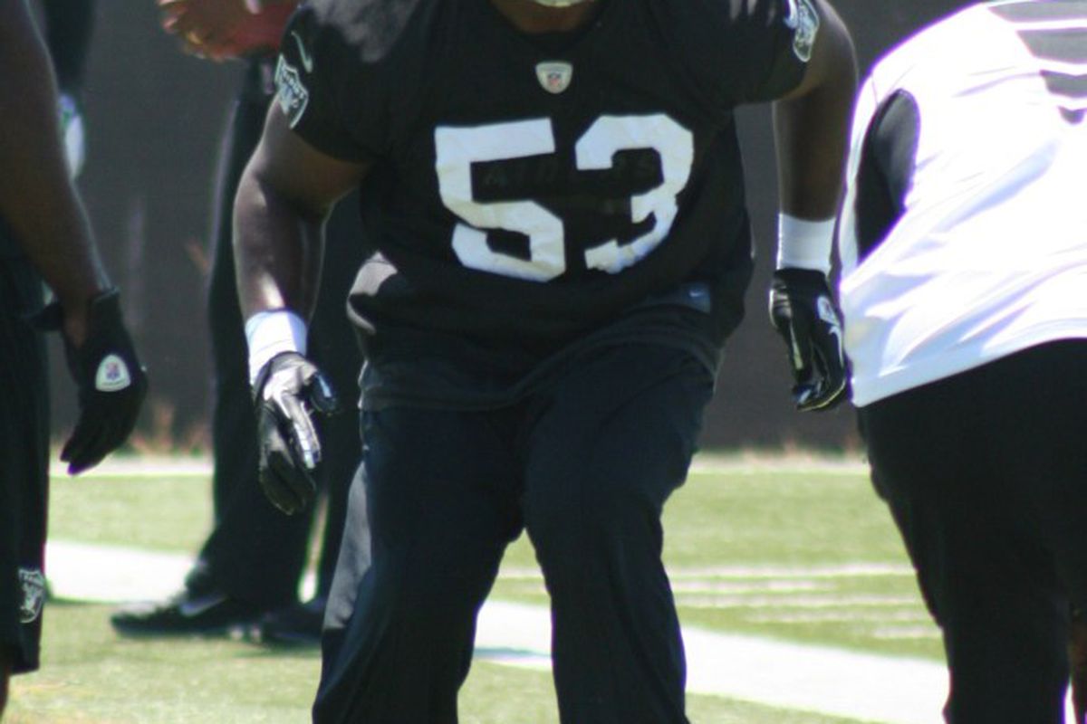 Oakland Raiders linebacker Carl Ihenacho at 2012 minicamp (photo by Levi Damien)