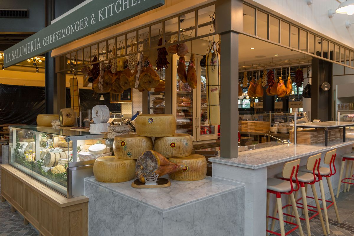 Customers can pick up 200-plus cheeses and 100-plus salamis at Eataly