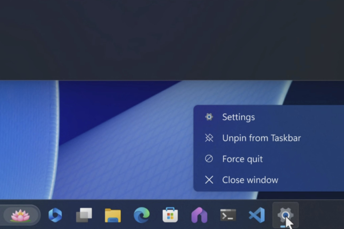 A screenshot of a force quit option for the Windows 11 taskbar