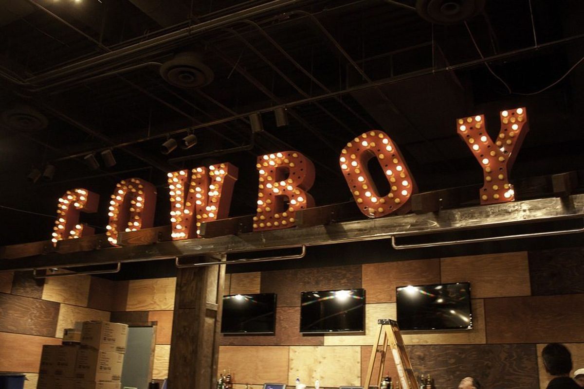 Cowboy lights above one of the bars. 