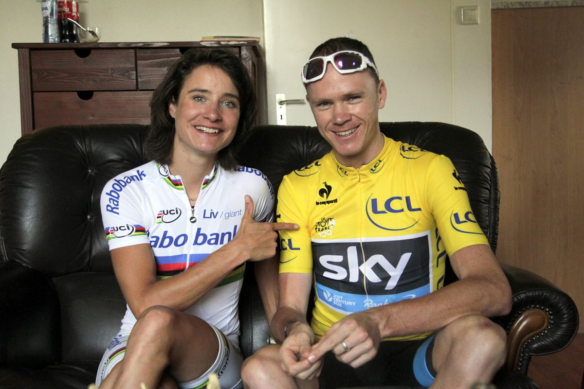 Marianne Vos with Tour de France champion Chris Froome