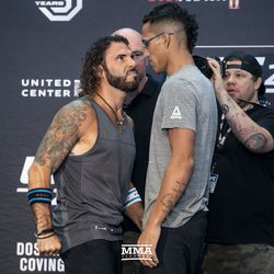 Clay Guida and Charles Oliveira square off at UFC 225 media day.