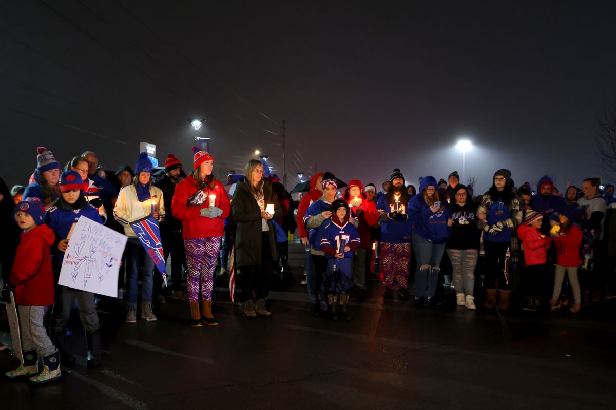 Fans Gather Outside Highmark Stadium Following Hospitalization of Buffalo Bills Player Damar Hamlin