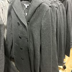 Women's gray peacoat, $90 (was $425)