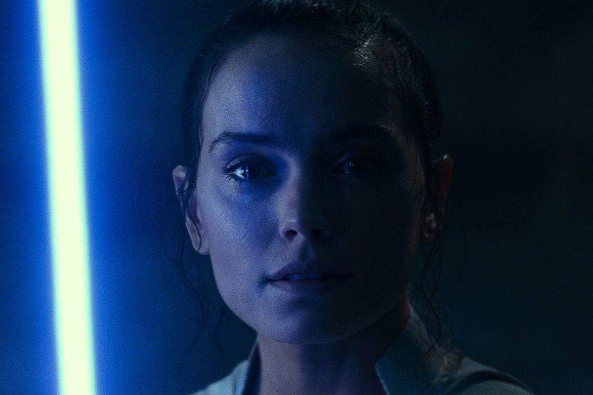 Rey with a lightsaber in Star Wars: The Rise of Skywalker