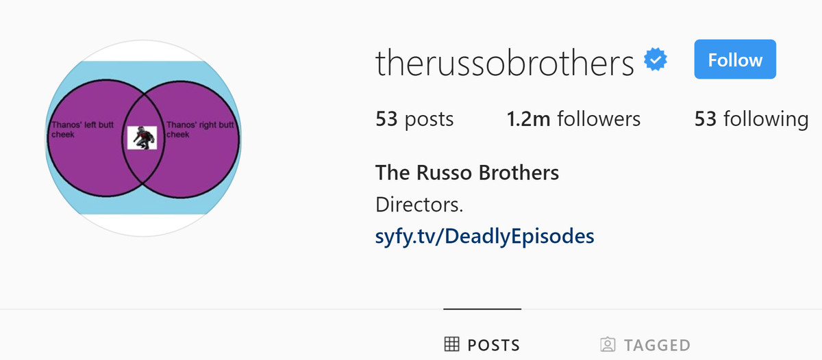 An image of the Russo brothers’ Instagram profile.