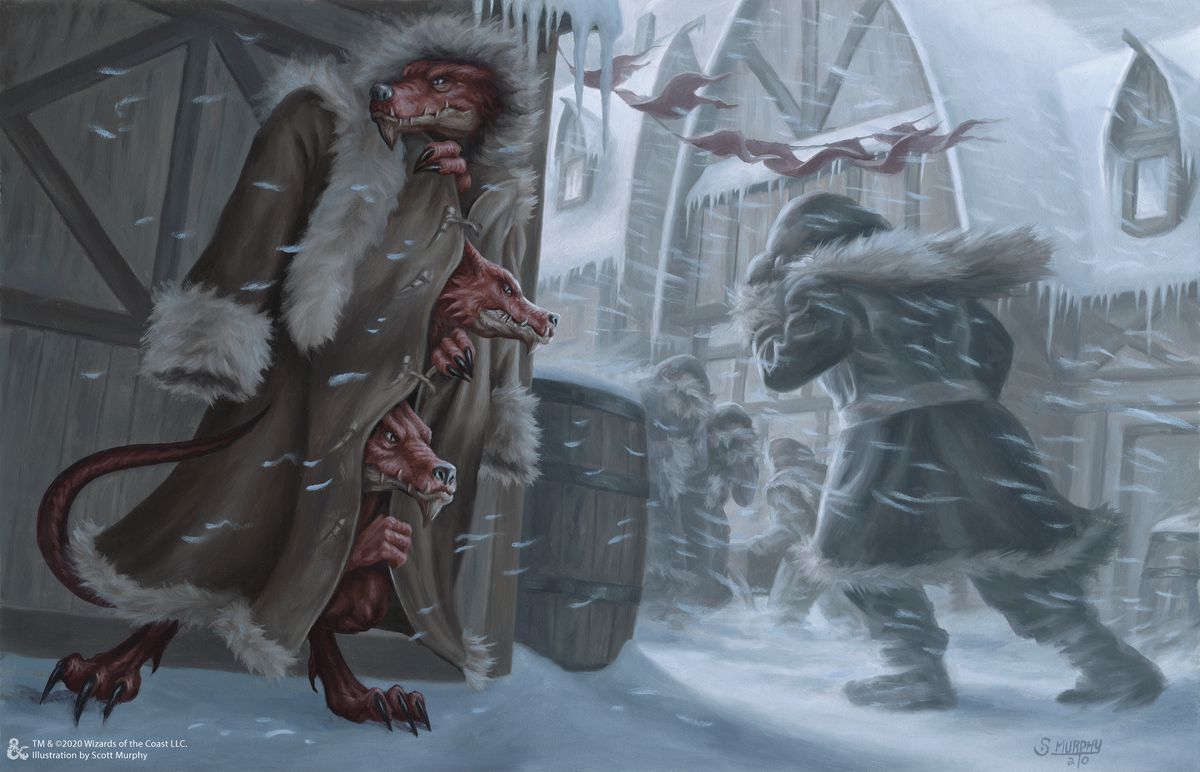 Three kobolds in a trench coat.
