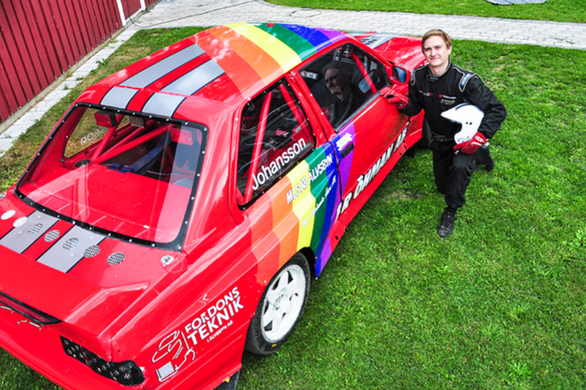 Viktor Johansson is a straight man proud of his rainbow car. 