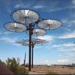 This solar "tree" is one of several that were put in west of Delta in Millard County that are part of solar project under action by the U.S. Department of Justice. Federal authorities say the IAUS/RaPower3 "solar lenses" deprived the U.S. Treasury of more than $4 million because of bogus tax credits and false depreciation claims.