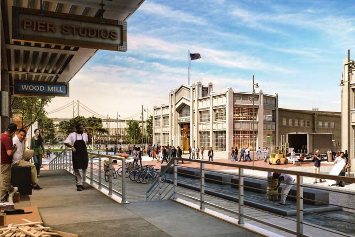 A rendering of Pier 48 as it would appear after redevelopment.