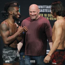 Devonte Smith and Dong Hyun Ma square off at UFC 234 weigh-ins.