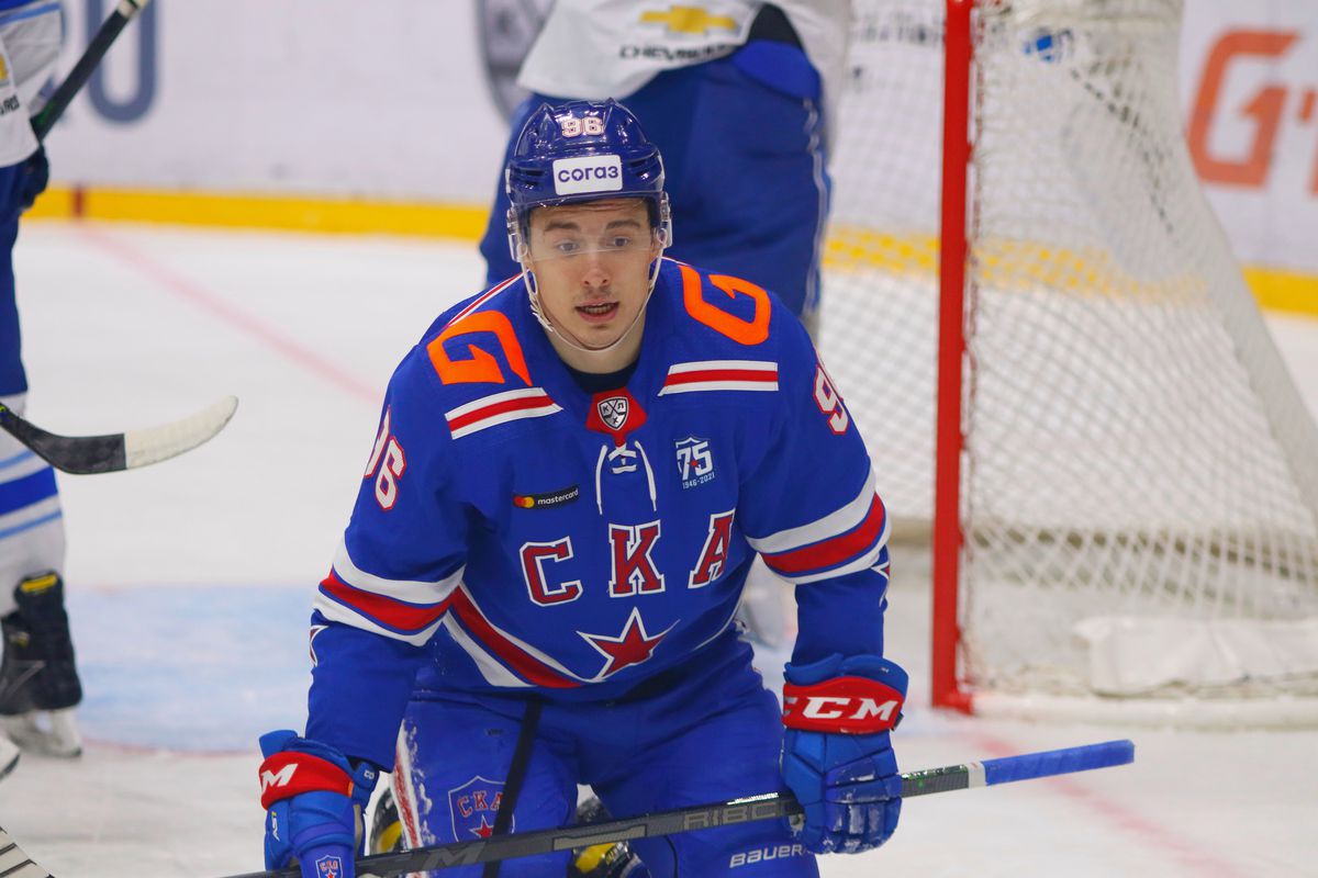 Andrey Kuzmenko (No.96) of SKA Saint Petersburg in action...