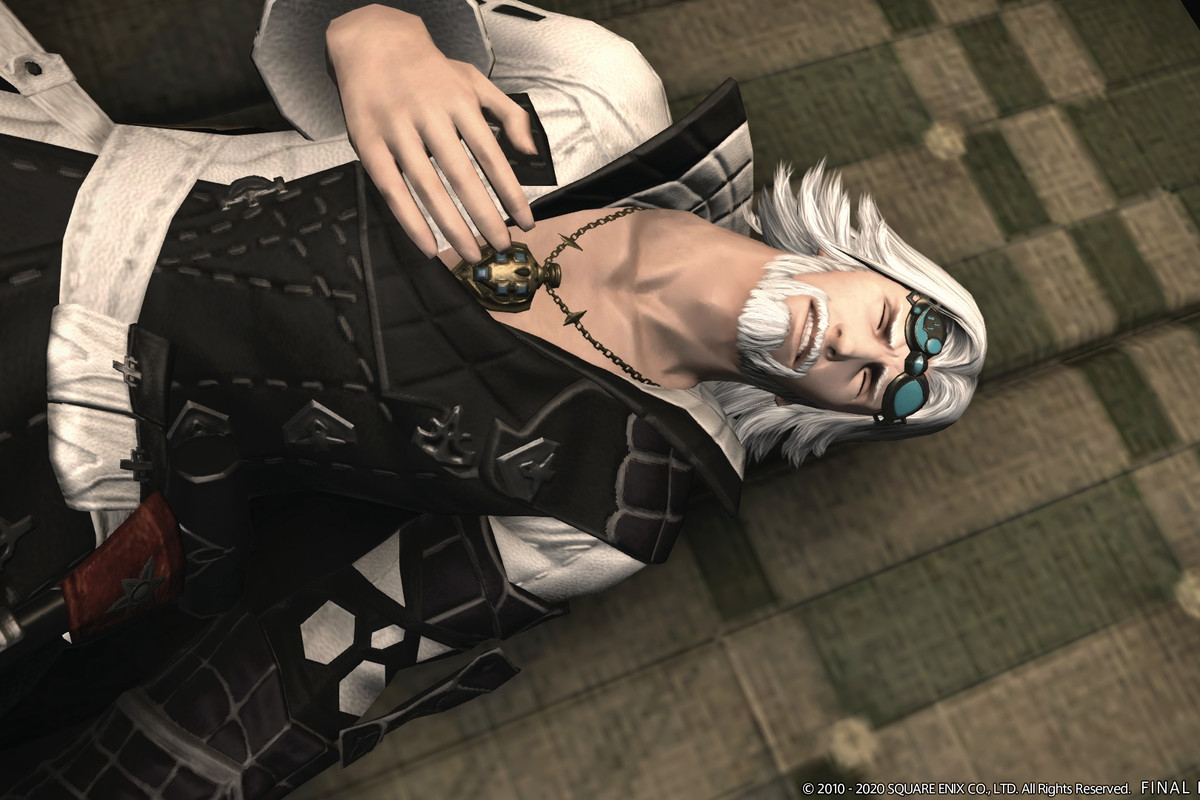 A character with grey hair laying on the ground