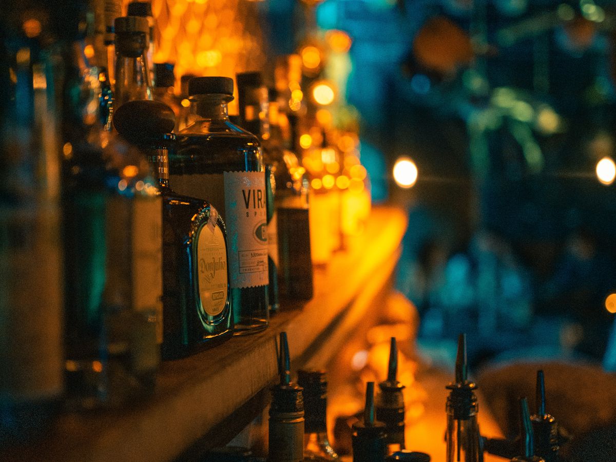 row of booze bottles