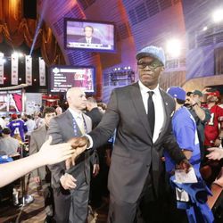 BYU's Ziggy Ansah is introduced as the fifth overall pick by the Detroit Lions in the First Round of the NFL Draft at Radio City Music Hall.