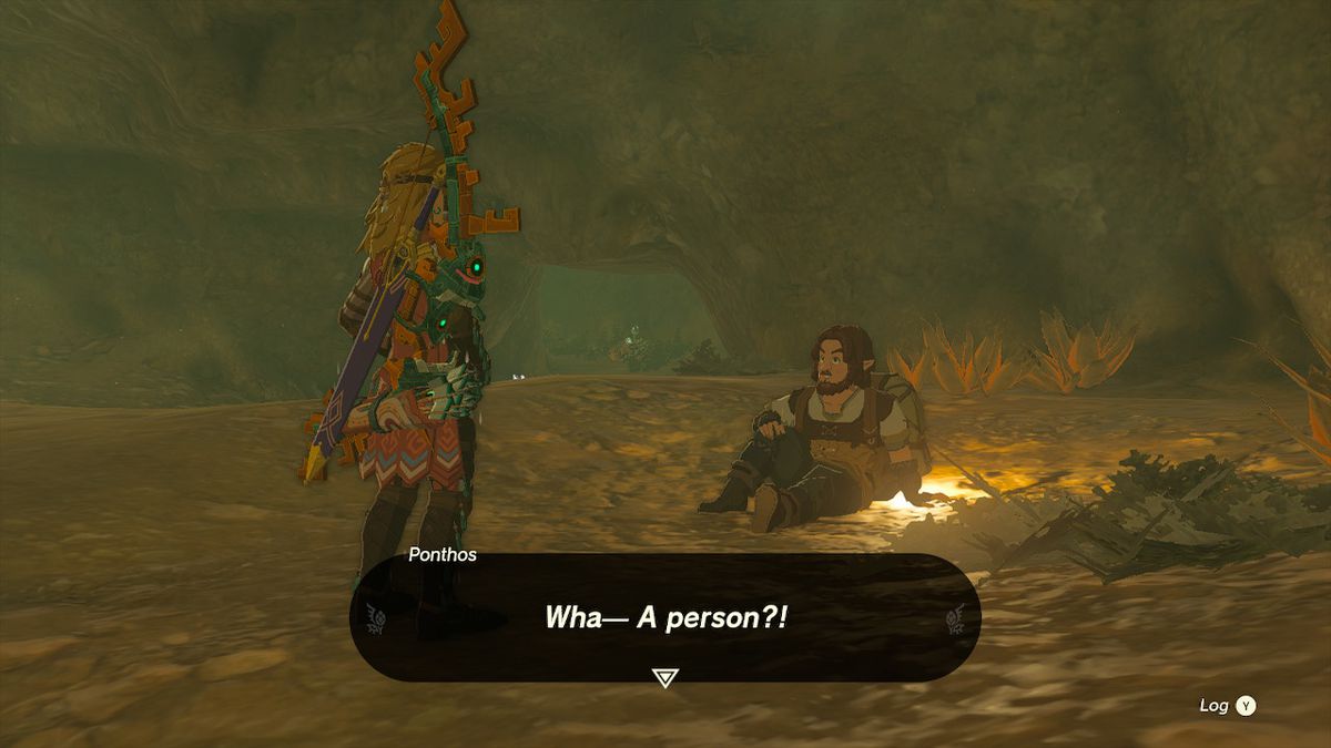 Ponthos says wha, a person?! upon seeing Link in Zelda: Tears of the Kingdom