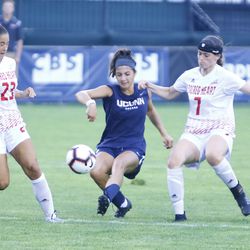 The Sacred Heart Pioneers take on the UConn Huskies in a women’s college soccer exhibition game at Morrone Stadium in Storrs, CT on August 7, 2018.