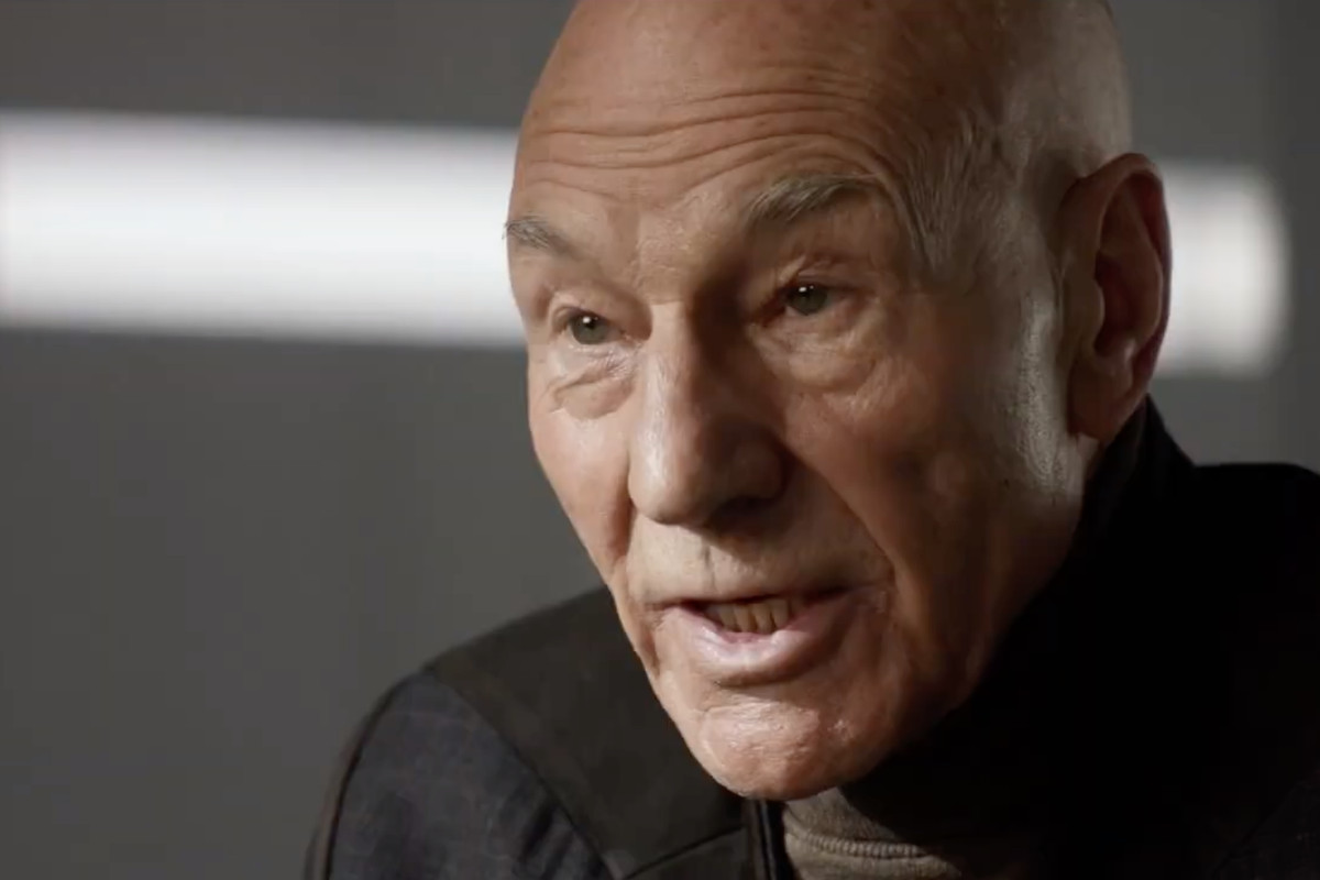 close-up of Captain Jean-Luc Picard (Patrick Stewart) in Star Trek: Picard