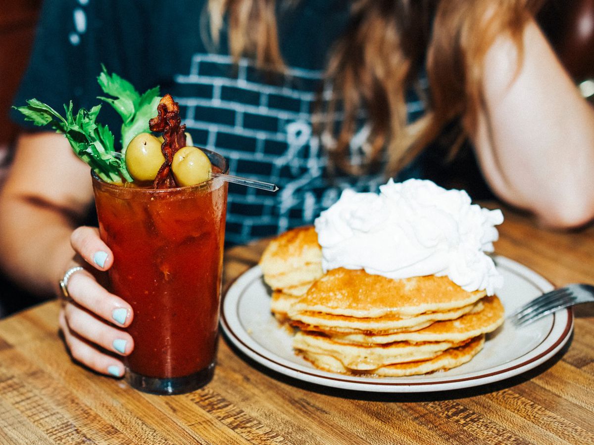 A Bloody Mary and pancakes.