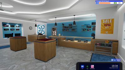 A screenshot of PC Building Simulator 2, showing the physical storefront