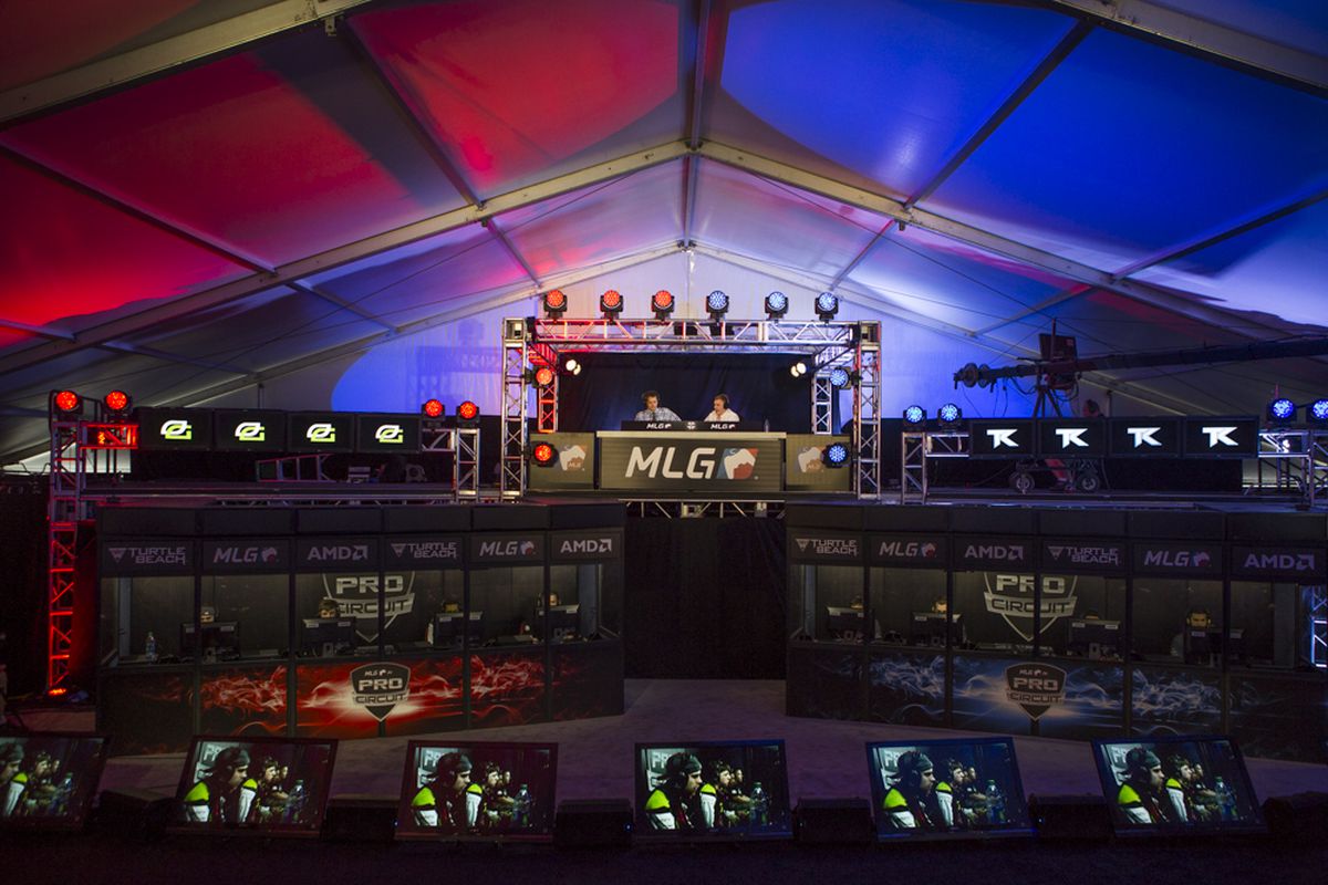 The MLG main stage as it was used at the MLG X Games Invitational. According to MLG, this is what the arena will look like.