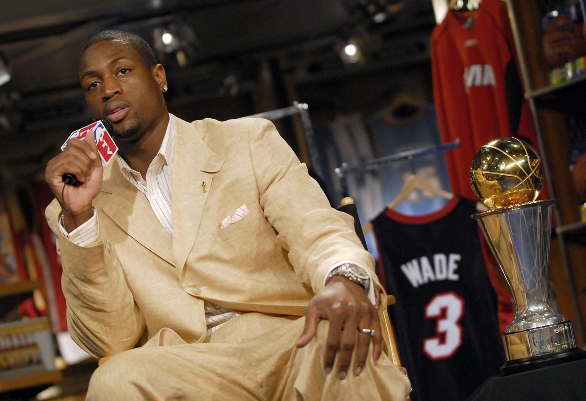 Dwayne Wade, NBA Finals MVP appears at the NBA Store in New York City