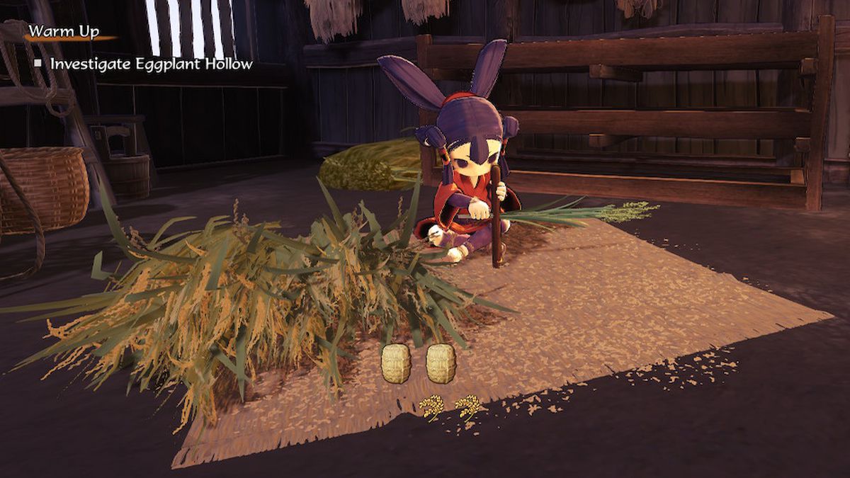 Sakuna tends to her rice in Sakuna: Of Rice and Ruin