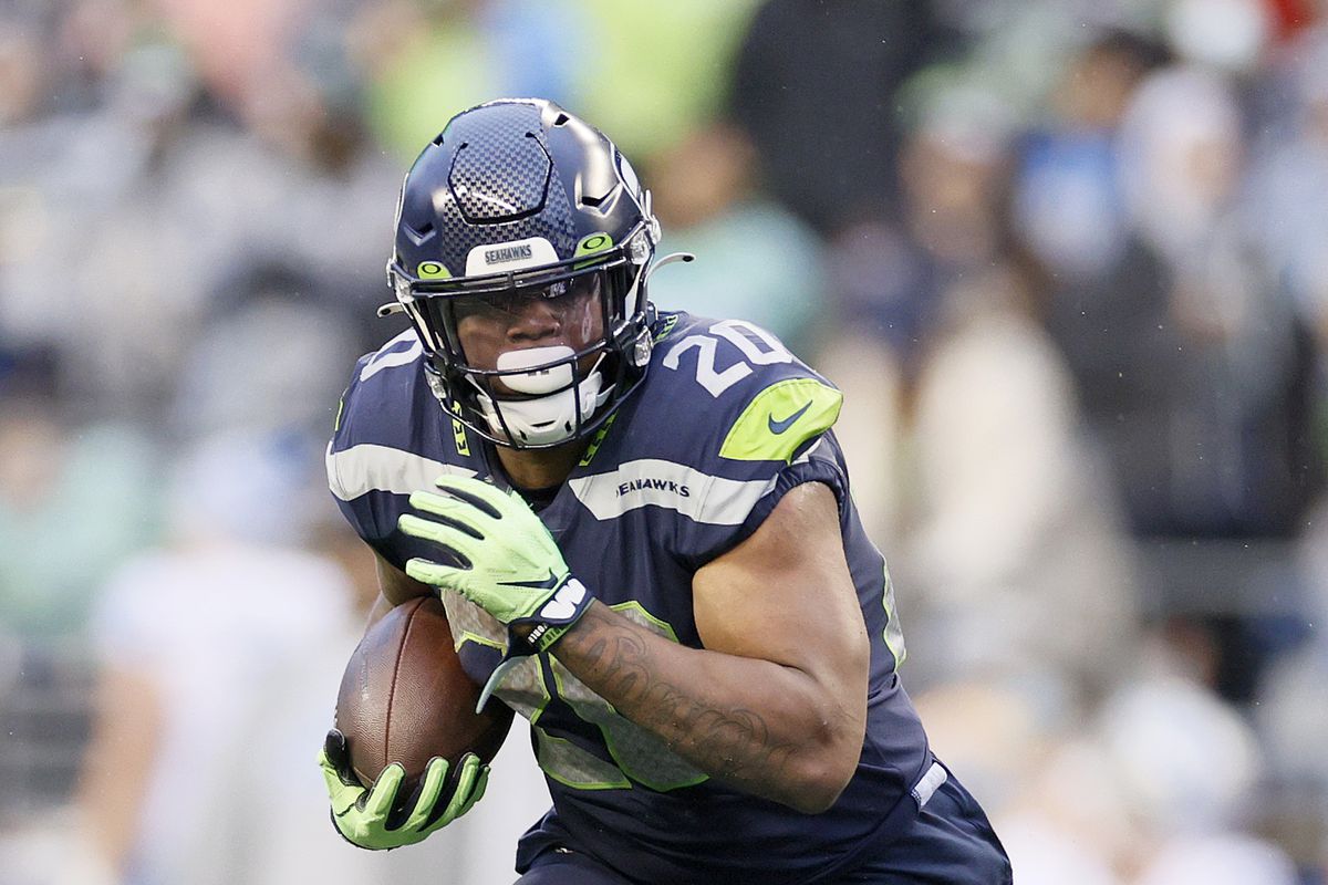 Rashaad Penny #20 of the Seattle Seahawks carries the ball against the Detroit Lions during the third quarter at Lumen Field on January 02, 2022 in Seattle, Washington