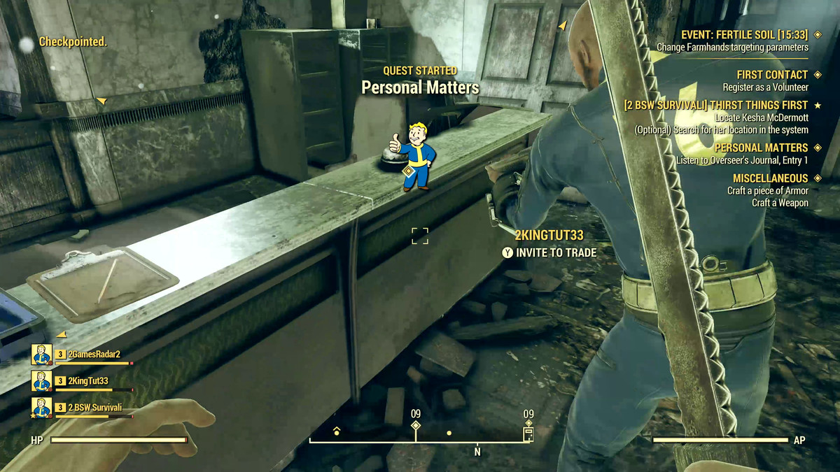 Fallout 76 - started ‘Personal Matters’ quest
