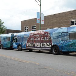 6:10 p.m. PACE buses parked on Clark north of Waveland - 