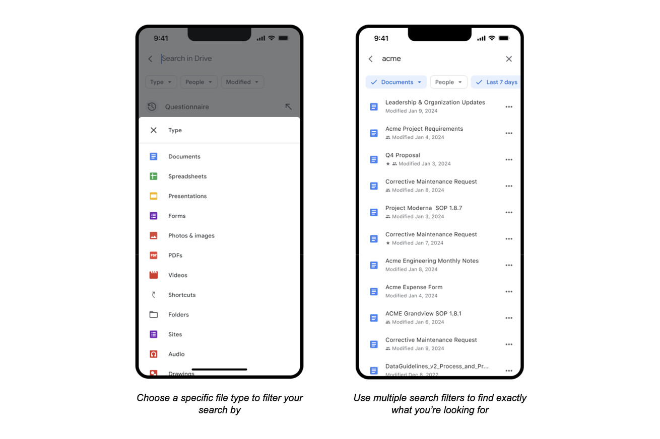 Google Drive search on iOS gets better filtering options