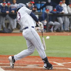 The UConn Huskies take on the Rhode Island Rams in a college baseball game at Bill Beck Field in Kingston, RI on May 14, 2019.
