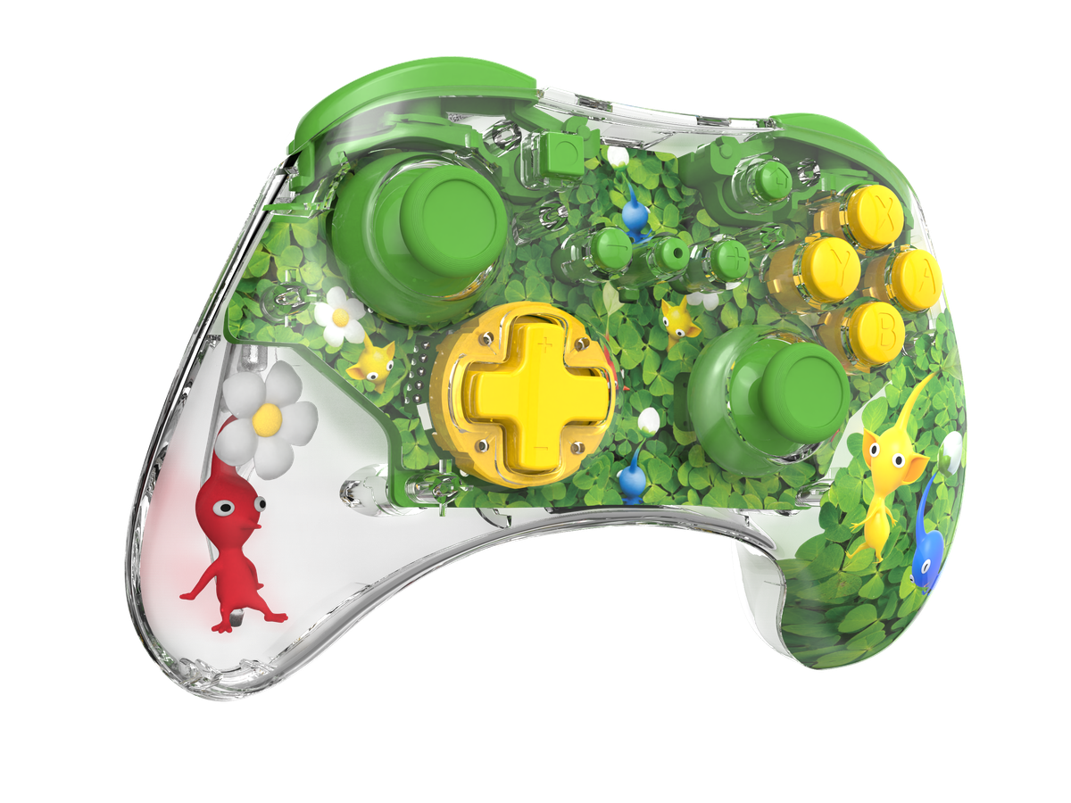 A stock photo of the Pikmin-themed PDP Realmz controller coming in Winter 2023