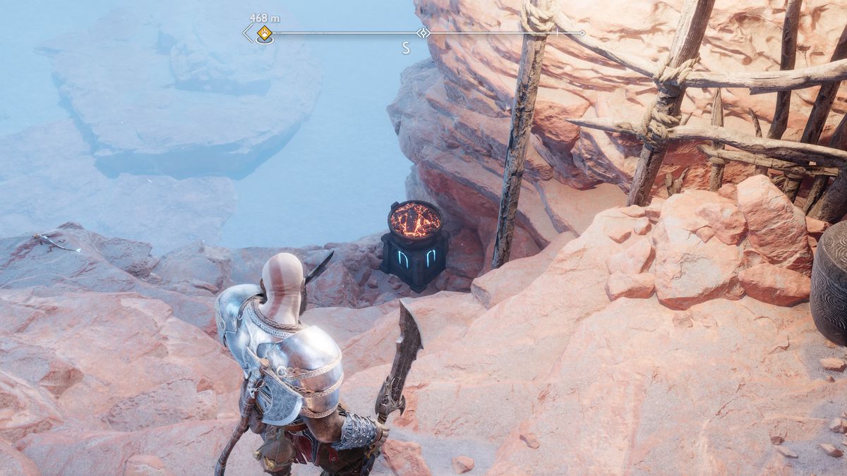 Kratos lights a brazier in God of War Ragnarok