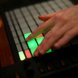 Cameron Evans, a student at the Utah Schools for the Deaf and Blind, mixes a musical piece on a Musical Instrument Digital Interface controller at Spy Hop in Salt Lake City on Friday, Feb. 15, 2019.