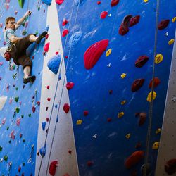 University of Utah assistant professor Ladislav Kavan climbs at Momentum Indoor Climbing in Salt Lake City on Thursday, May 11, 2017. Kavan recently used his 3-D printing research to replicate climbing routes in Utah.