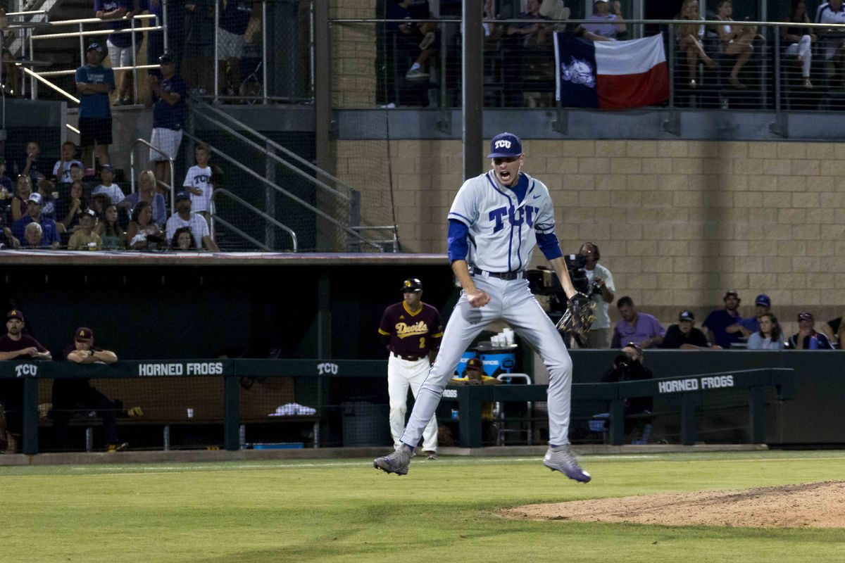 Brian Howard celebrates a strikeout that ended the eighth inning in Sunday's game vs ASU.