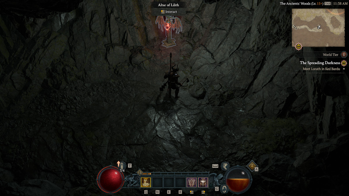 A Barbarian approaches the 29th Altar of Lilith in Scosglen in Diablo 4