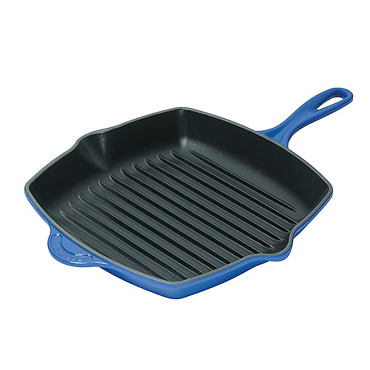 Blue cast-iron pan.