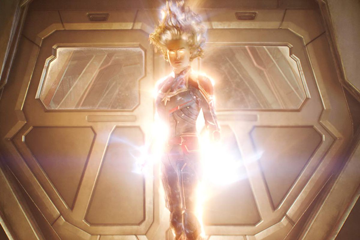 Brie Larson as Captain Marvel in Captain Marvel.