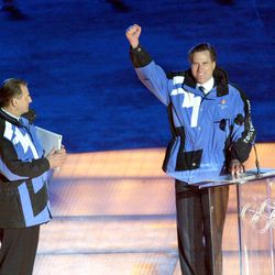 The Opening Ceremonies of the Salt Lake 2002 Winter Olympic Games at Rice-Eccles Stadium Friday, February 8, 2002. Mitt Romney   Photo by Tom Smart