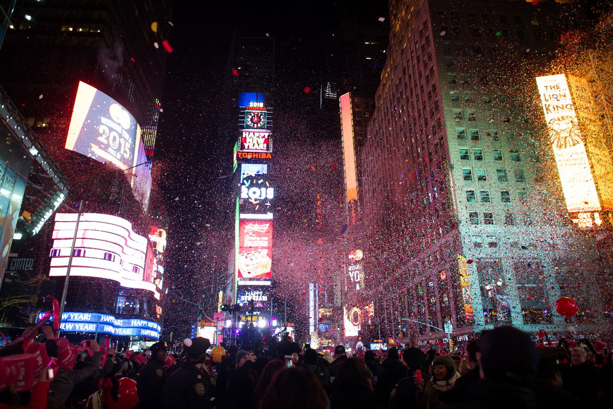 Revelers Celebrate New Year's Eve In New York's Times Square