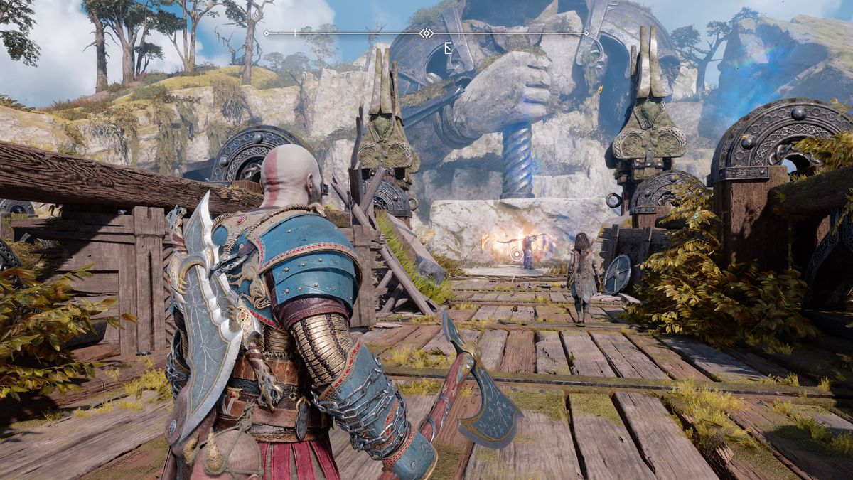 Kratos stands on a bridge in God of War Ragnarok