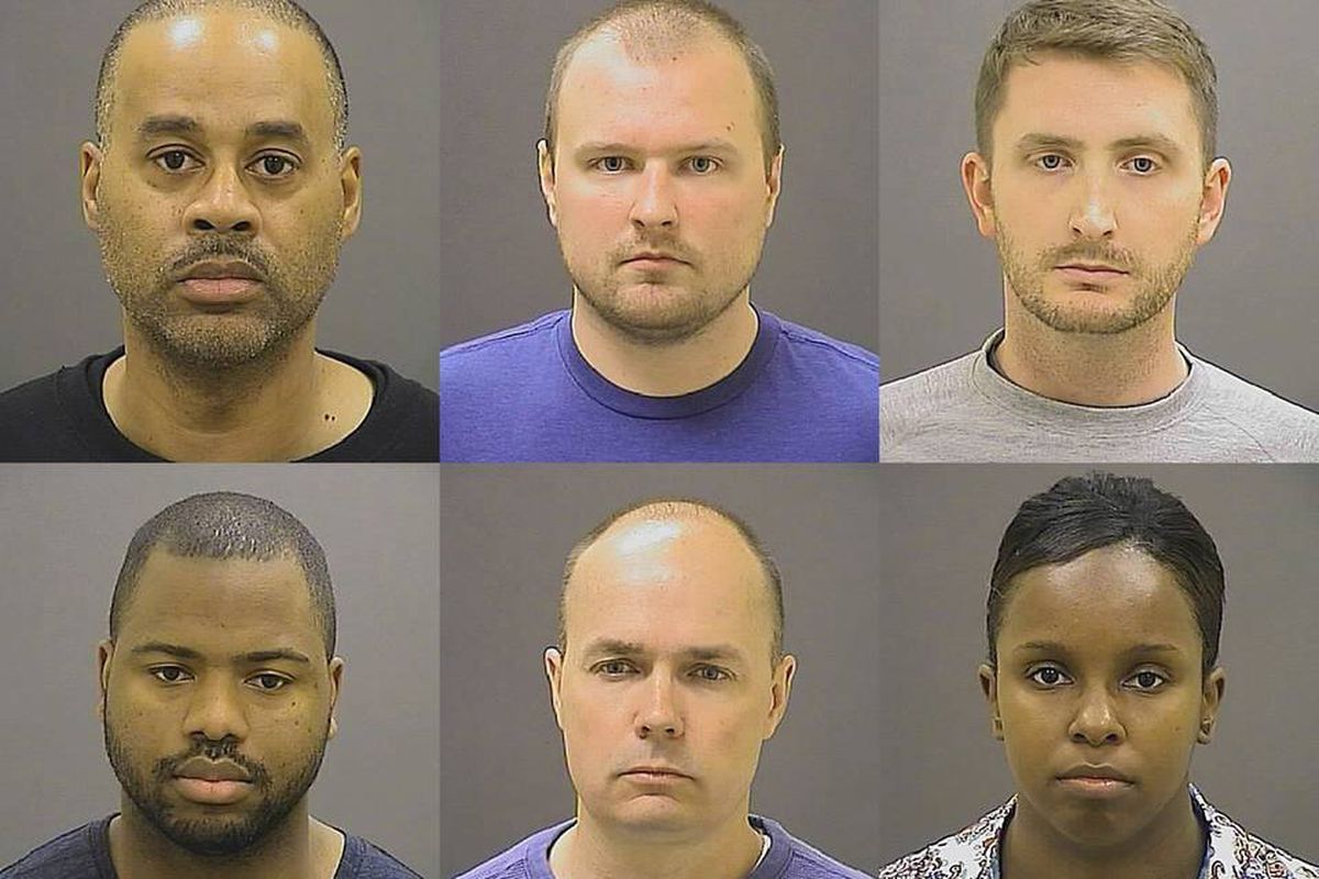 The six officers charged in Freddie Gray's death.