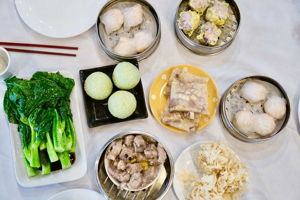 An overhead shot of dim sum from HK Cafe